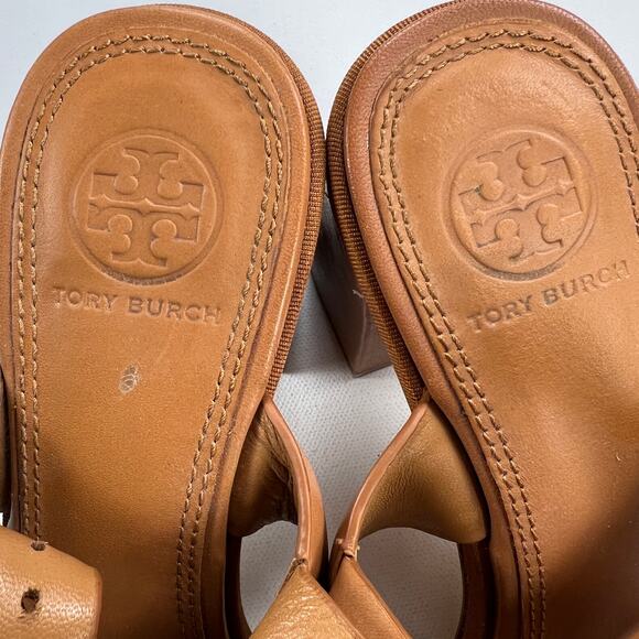 Tory Burch Delaney Embellished Sandal Camel Brown Tortoise Crystal Size 7.5M - Picture 5 of 11